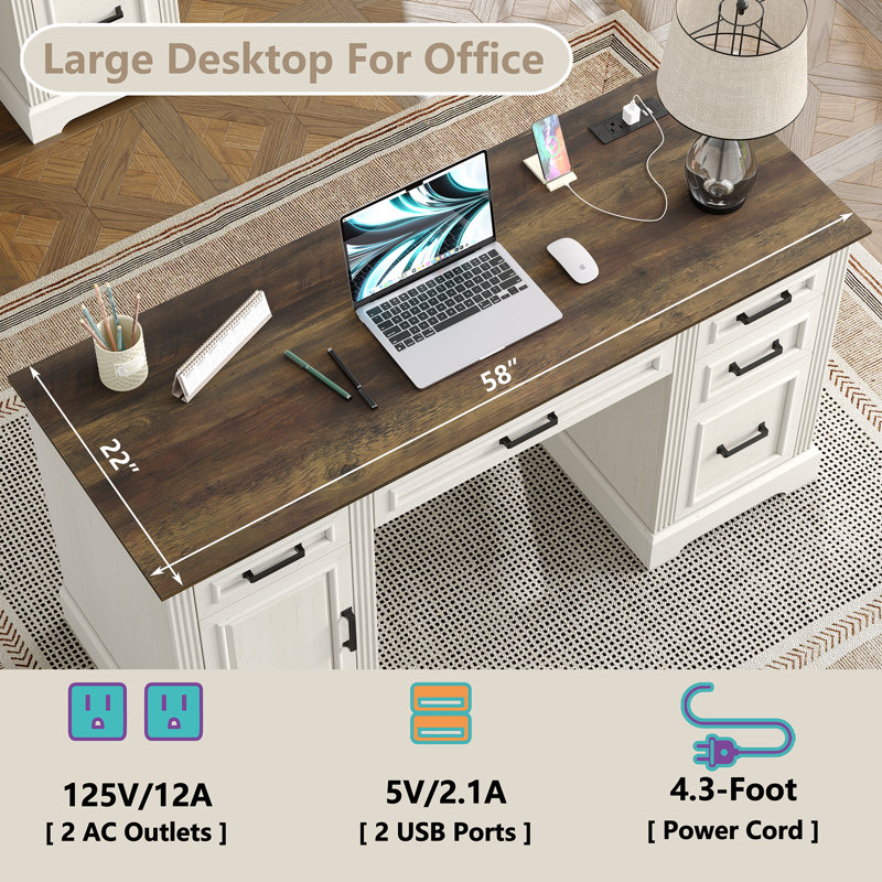 5 foot desk with drawers online
